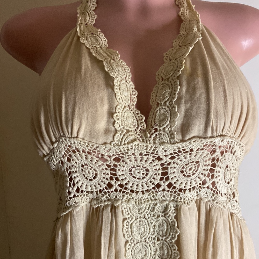Chic Cream Halter Maxi Dress - Picture 3 of 8